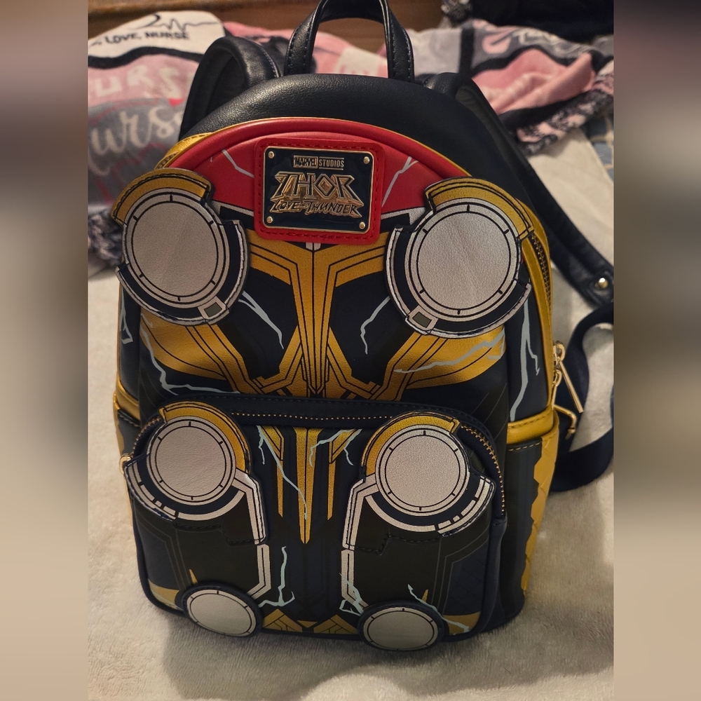 🚨2 For $38🚨Loungefly: Marvel Thor Backpack - Black, Yellow, and Red
